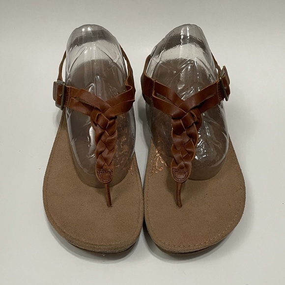 Aetrex Harper Braided Sandal Thong Womens 9.5 SC312W Brown Cork - Picture 2 of 11